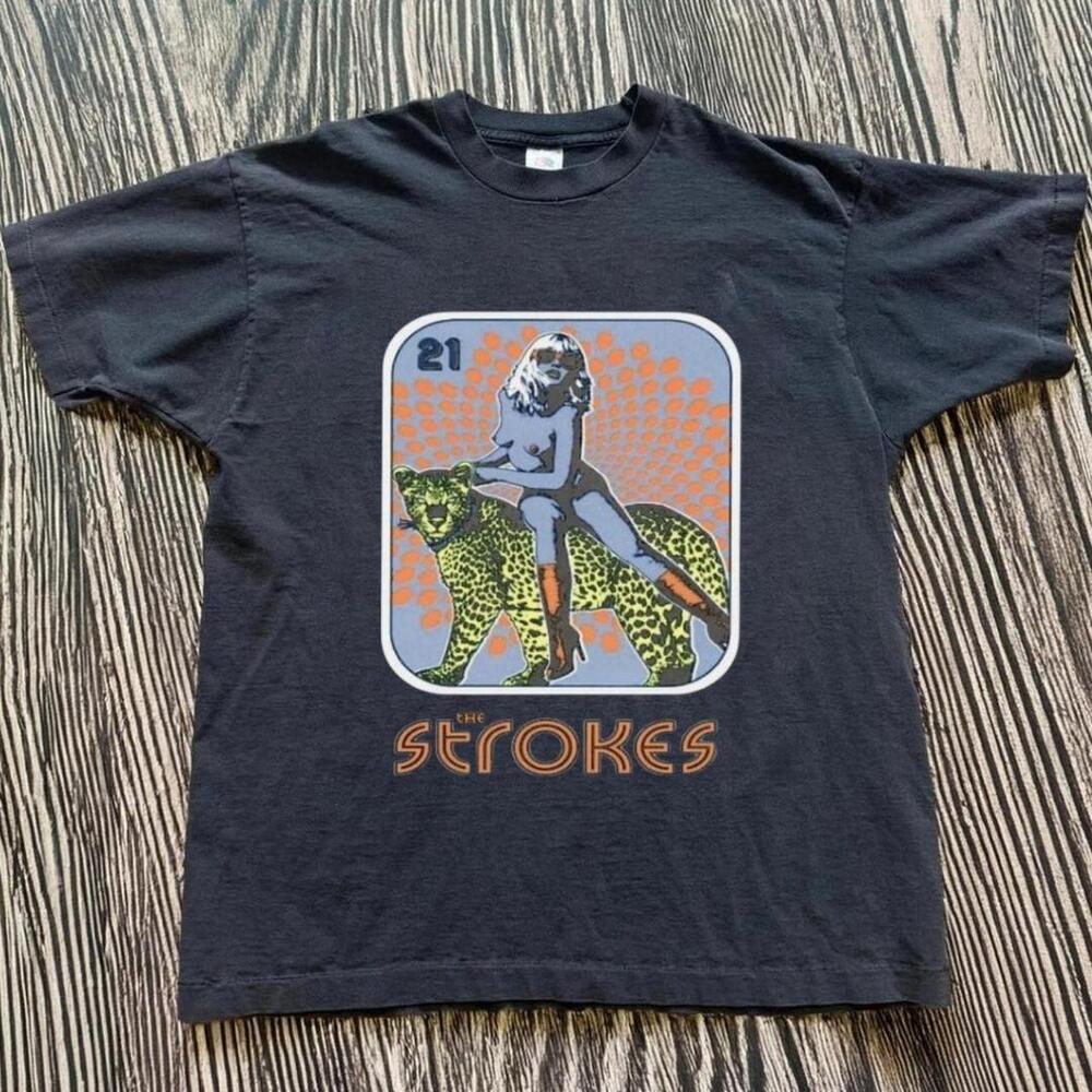 Gildan Men Black T-Shirt, The Strokes Black Band Tee
